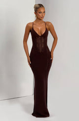 Fioreclo Xanthia Maxi Dress in Plum Brown