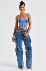 Fioreclo Yasira Corset in Dark Wash