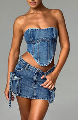 Fioreclo Yasira Corset in Dark Wash