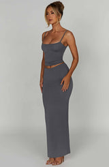 Fioreclo Yazlin Maxi Skirt in Charcoal