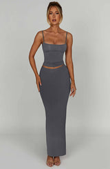 Fioreclo Yazlin Maxi Skirt in Charcoal