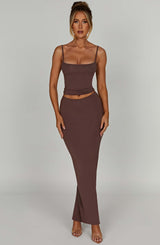 Fioreclo Yazlin Maxi Skirt in Chocolate