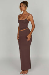 Fioreclo Yazlin Maxi Skirt in Chocolate