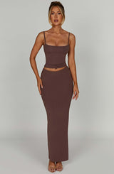 Fioreclo Yazlin Maxi Skirt in Chocolate