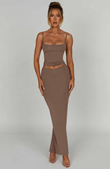 Fioreclo Yazlin Maxi Skirt in Mocha