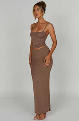 Fioreclo Yazlin Maxi Skirt in Mocha
