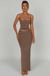 Fioreclo Yazlin Maxi Skirt in Mocha