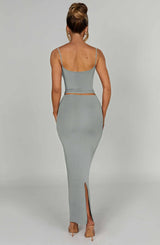 Fioreclo Yazlin Maxi Skirt in Steel