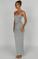Fioreclo Yazlin Maxi Skirt in Steel