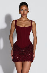 Fioreclo Yenna Mini Dress in Burgundy