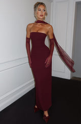 Fioreclo Yuliana Maxi Dress in Cherry Lacquer