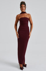Fioreclo Yuliana Maxi Dress in Cherry Lacquer