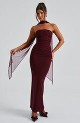 Fioreclo Yuliana Maxi Dress in Cherry Lacquer