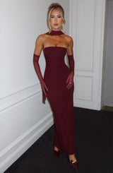 Fioreclo Yuliana Maxi Dress in Cherry Lacquer