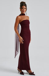 Fioreclo Yuliana Maxi Dress in Cherry Lacquer