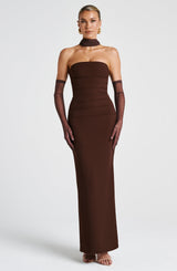 Fioreclo Yuliana Maxi Dress in Plum Brown