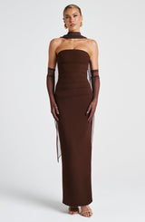 Fioreclo Yuliana Maxi Dress in Plum Brown