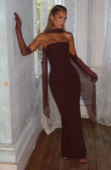 Fioreclo Yuliana Maxi Dress in Plum Brown
