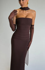 Fioreclo Yuliana Maxi Dress in Plum Brown
