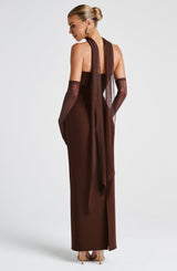 Fioreclo Yuliana Maxi Dress in Plum Brown