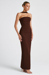 Fioreclo Yuliana Maxi Dress in Plum Brown