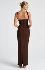 Fioreclo Yuliana Maxi Dress in Plum Brown