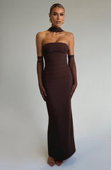 Fioreclo Yuliana Maxi Dress in Plum Brown