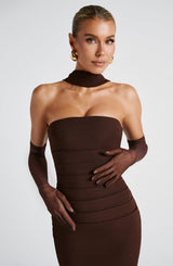 Fioreclo Yuliana Maxi Dress in Plum Brown