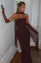 Fioreclo Yuliana Maxi Dress in Plum Brown