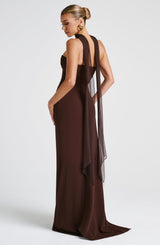 Fioreclo Zafina Maxi Dress in Plum Brown