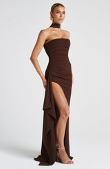 Fioreclo Zafina Maxi Dress in Plum Brown