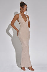 Fioreclo Zayda Maxi Dress in Nude