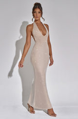 Fioreclo Zayda Maxi Dress in Nude