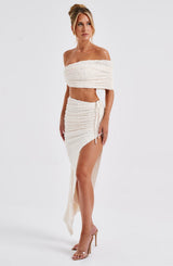Fioreclo Zinnia Midi Skirt in Ivory